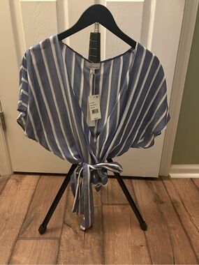 Lucy Paris Blue & White Striped Tie back Blouse